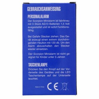 Persoonsalarm (120db) met Ledlampje - Scorpion 